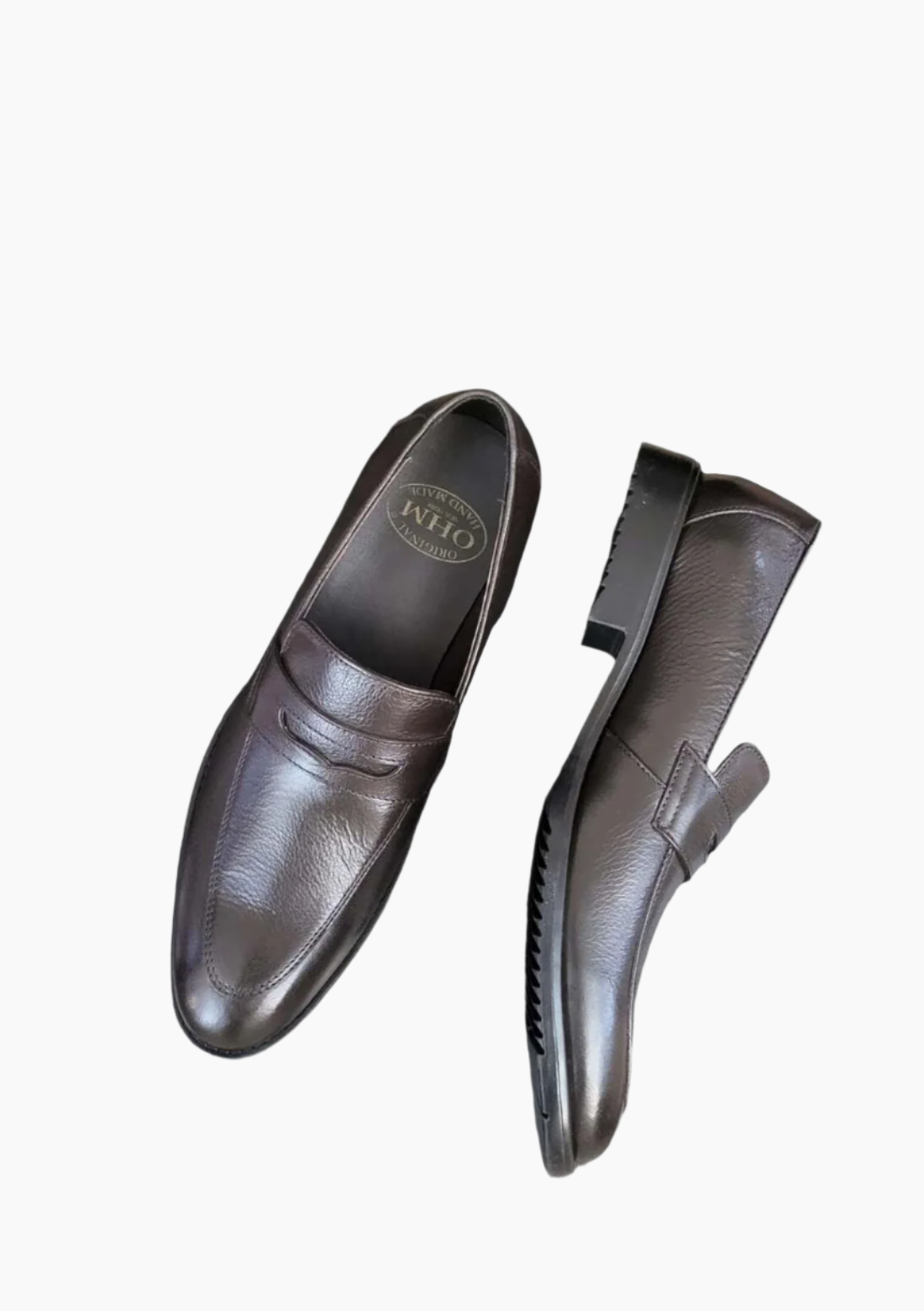 OHM Grained Penny Loafer Leather Shoes Coco Color - Velora
