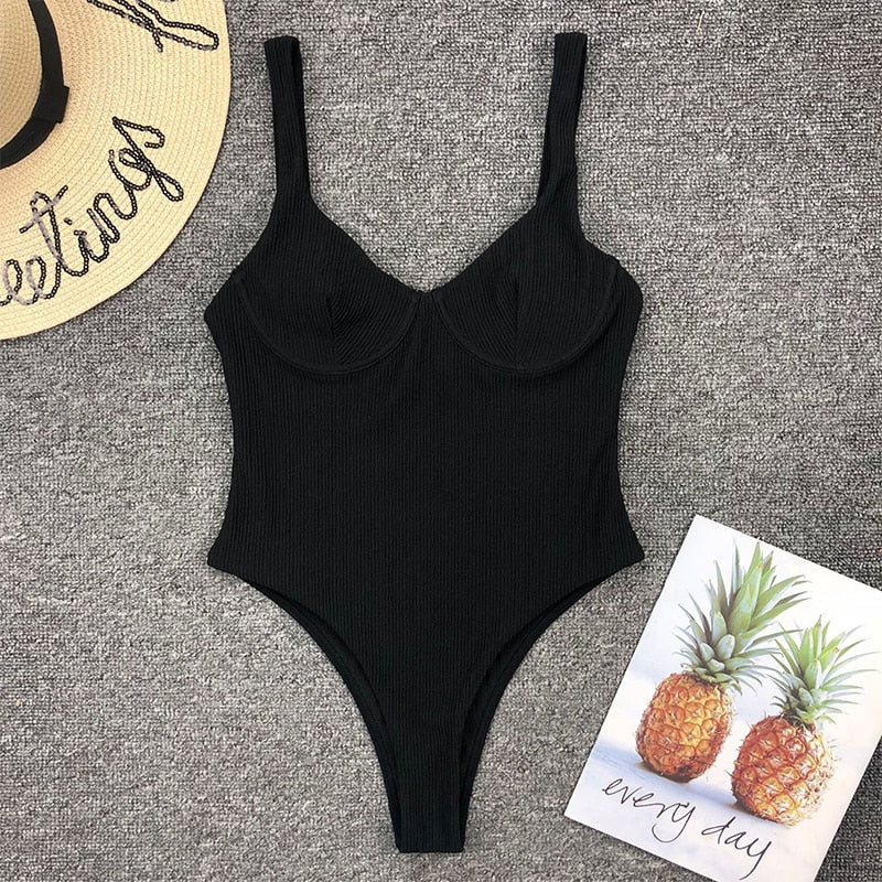 One Piece Corduroy Swimsuit - Velora Luxury Fashion