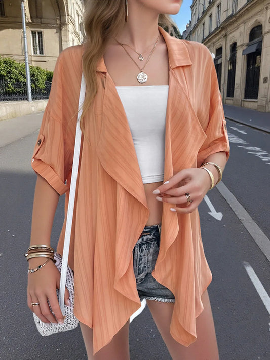 Open Front Half Sleeve Cardigan - Velora Luxury Fashion