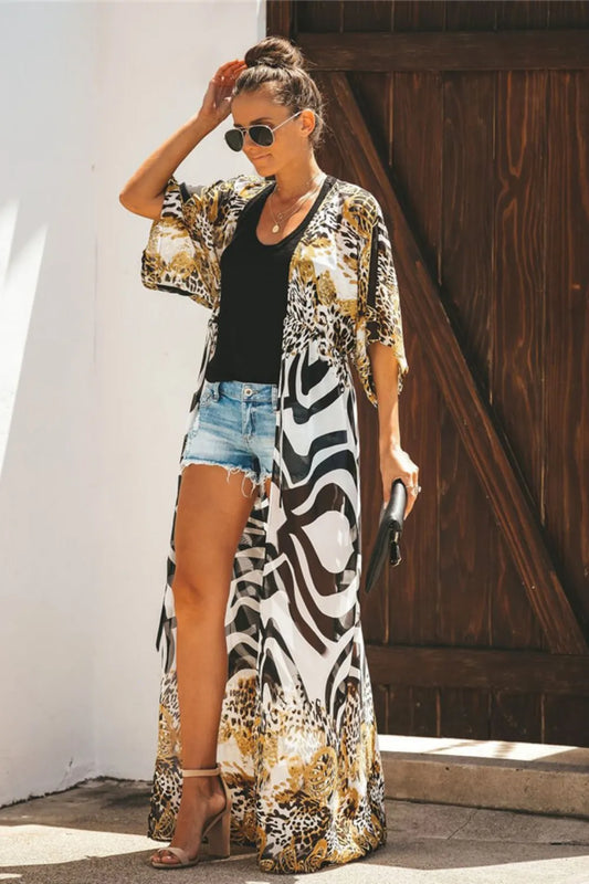 Open Front Leopard Cover-Up - Velora Luxury Fashion