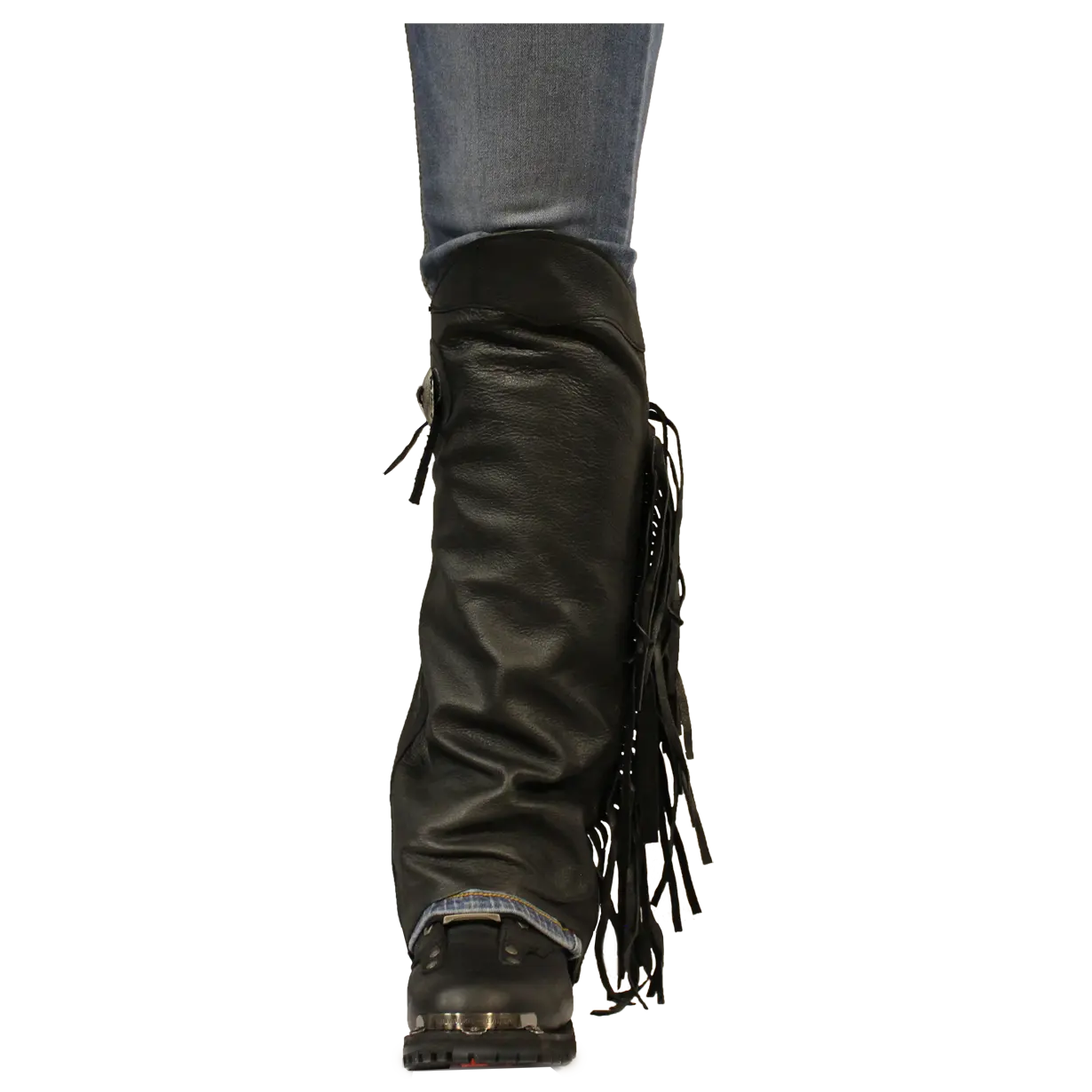 Open Road Women's Side Fringe Leather Half Chaps - Velora Luxury Fashion
