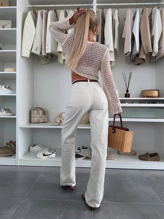 Openwork Round Neck Knit Cover Up - Velora Luxury Fashion