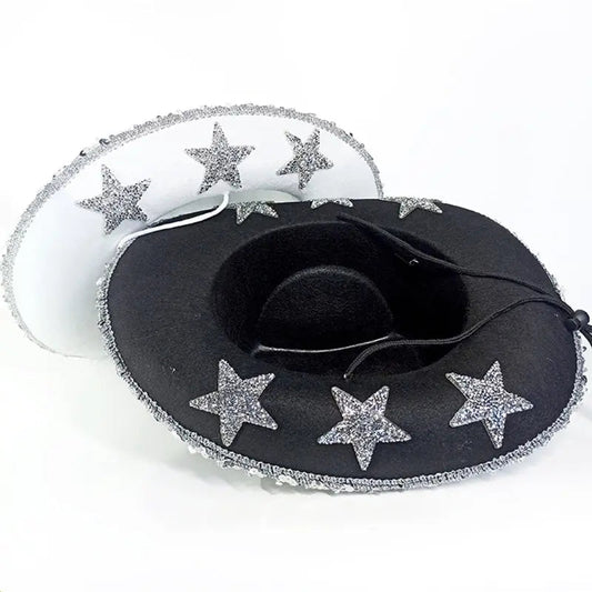 Party Black Bilateral Sequined Cowboy Hat EX-STOCK Canada