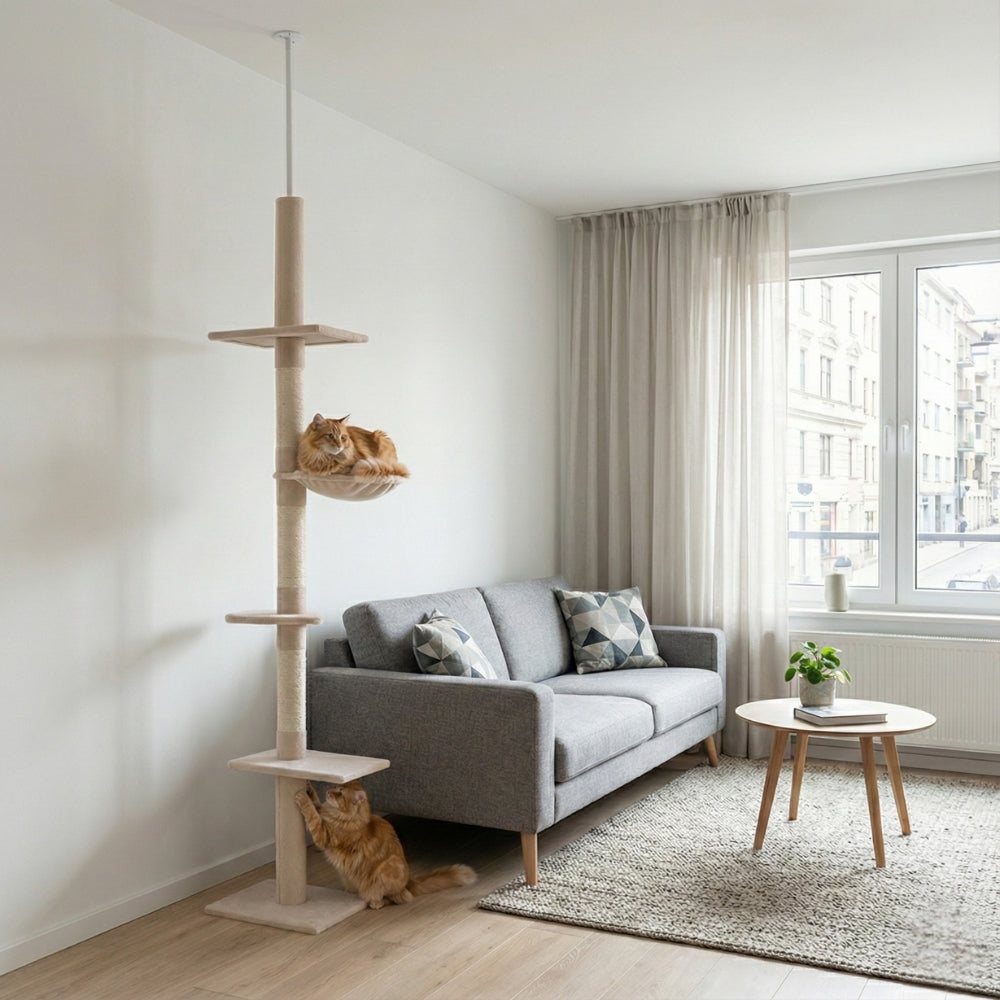 Floor-to-Ceiling No Drill Minimalist Cat Tree | PawHut
