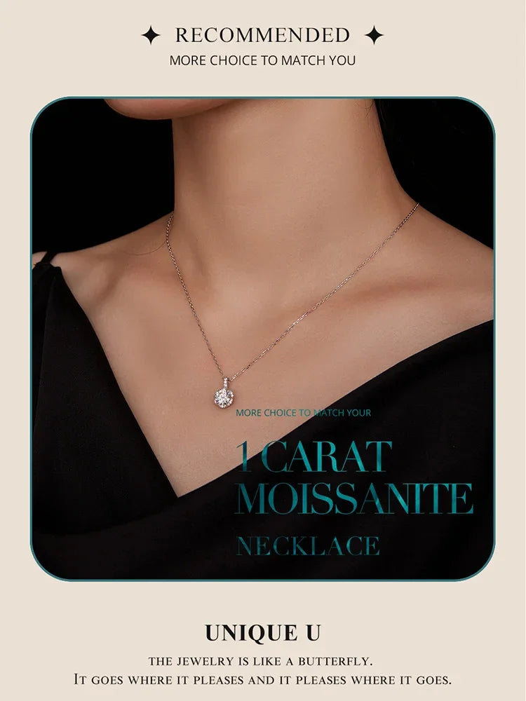 Petal Perfection 1ct Moissanite Sterling Silver Pendant Necklace - Velora Luxury Fashion