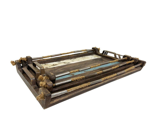 Peterson Housewares Rustic Serving Tray Set for Home Decor - Velora Luxury Fashion