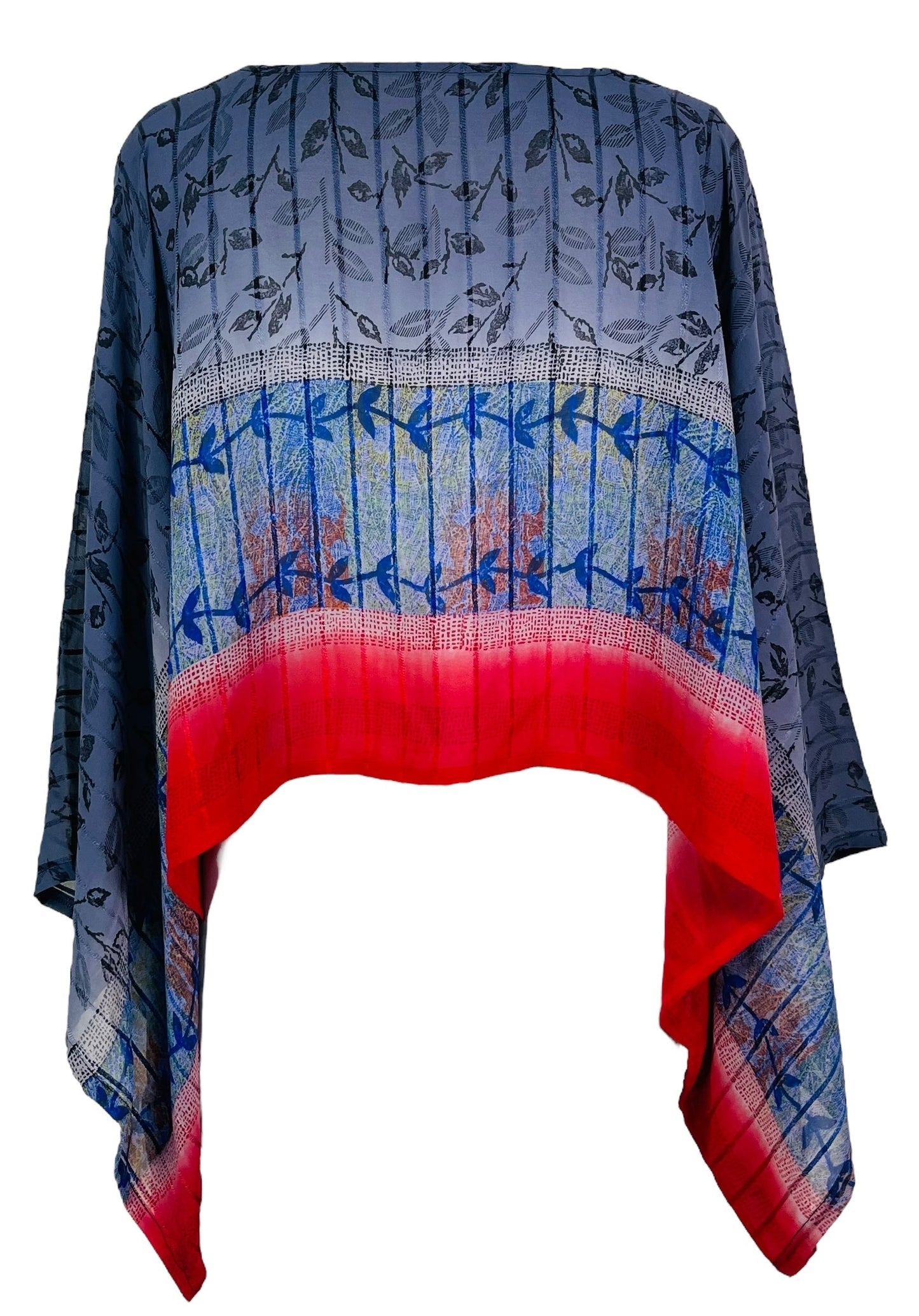 PRG7345 Sheer Avatar Pure Silk Kimono-Sleeved Top - Velora
