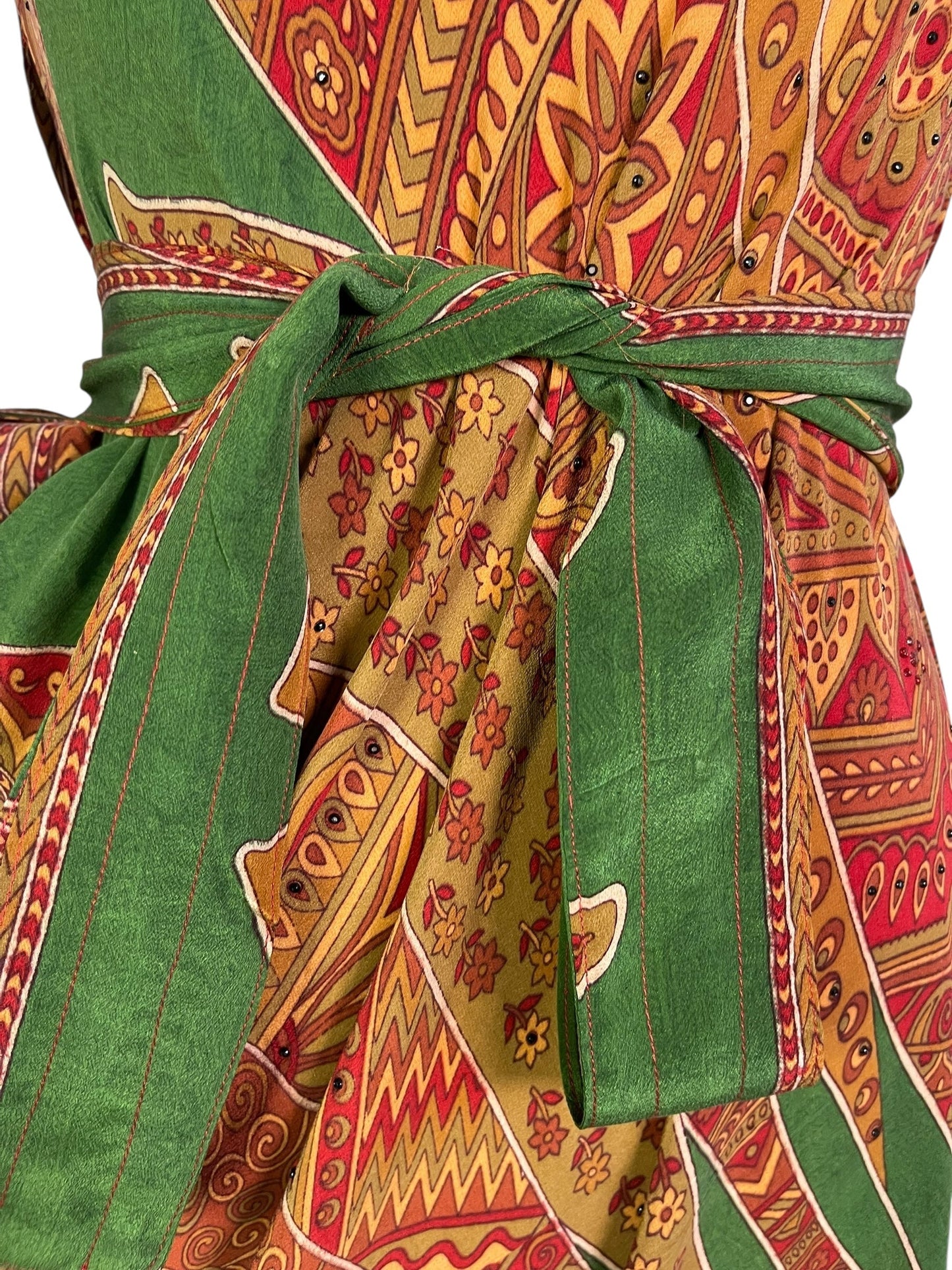 PRC7232 Avatar Pure Silk Maxi Dress with Belt - Velora