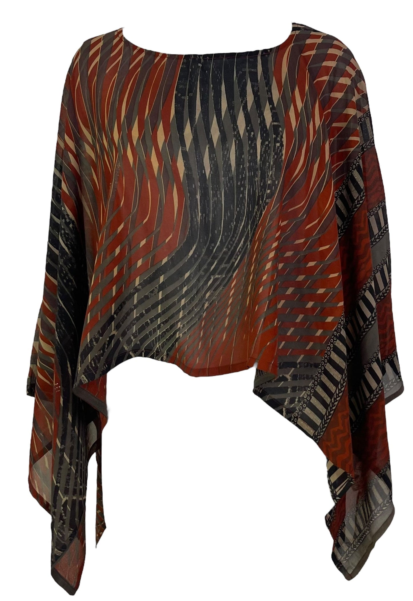 PRG7120 Sheer Avatar Pure Silk Capelet Poncho - Velora