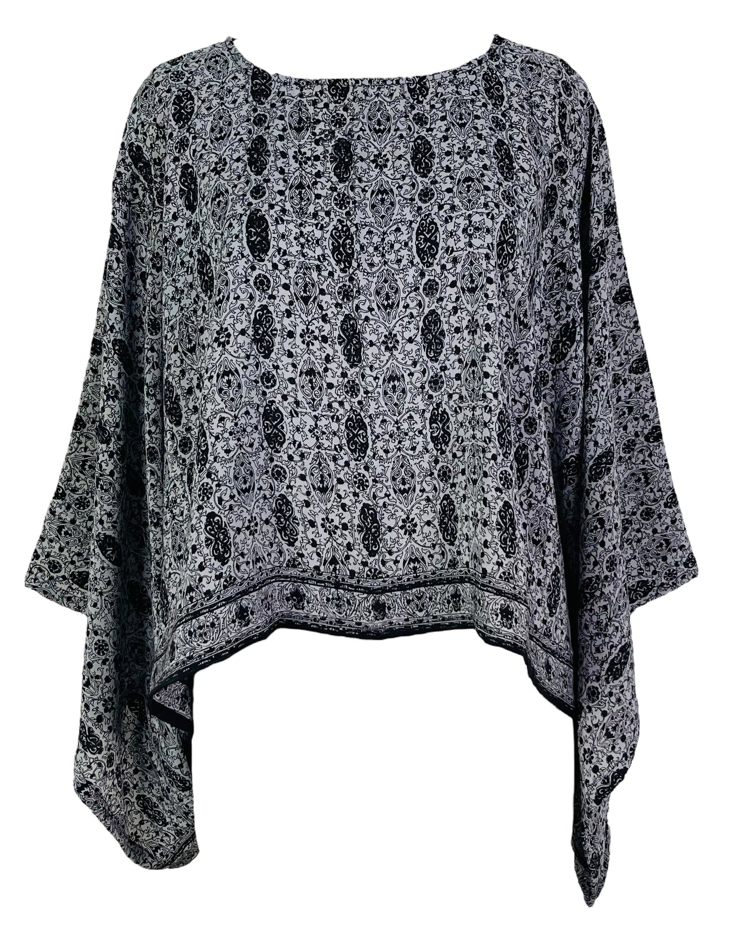 PRC7315 Avatar Pure Silk Kimono-Sleeved Top - Velora