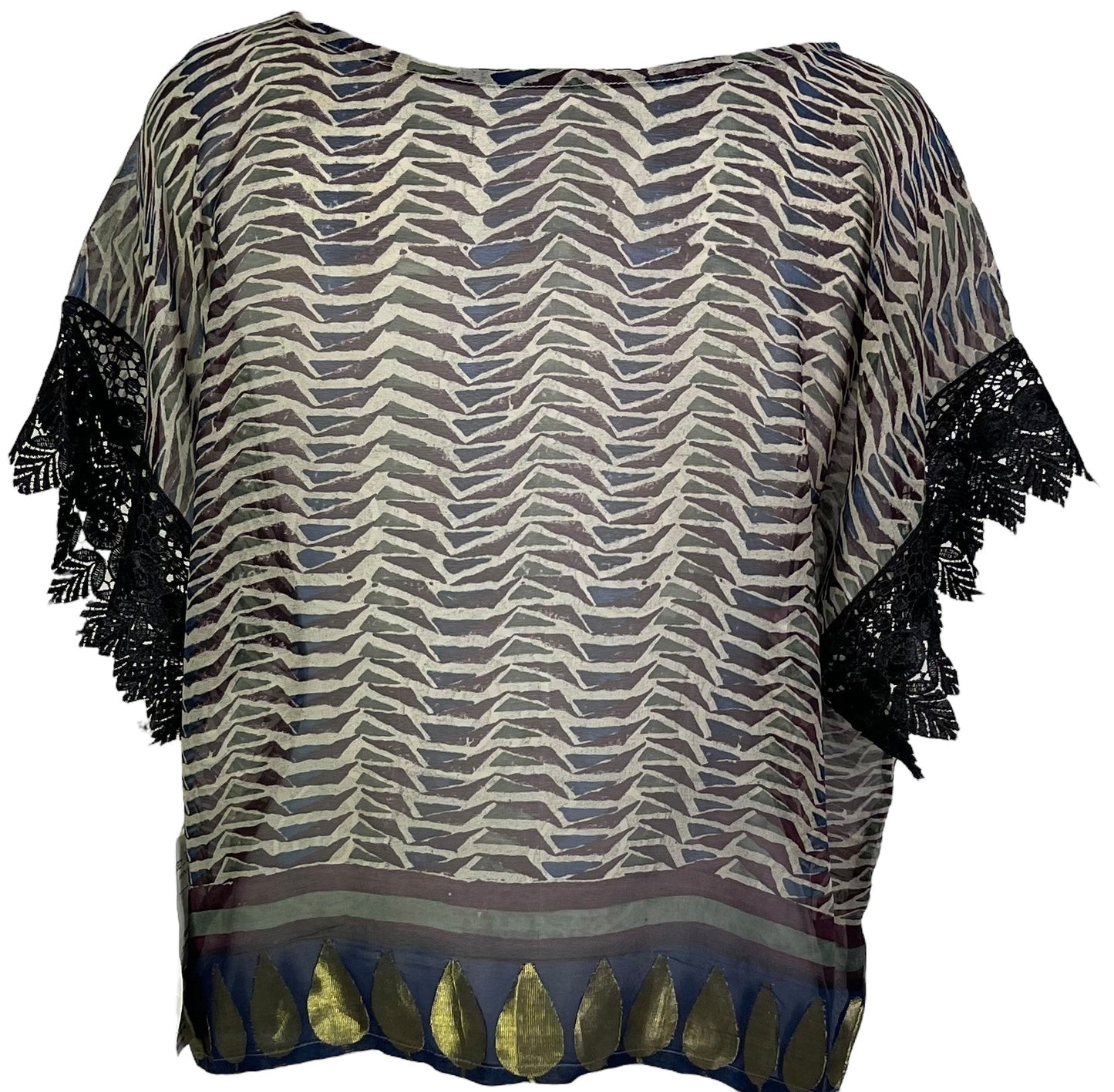 PRG7210 Sheer Avatar Pure Silk Boxy Top - Velora