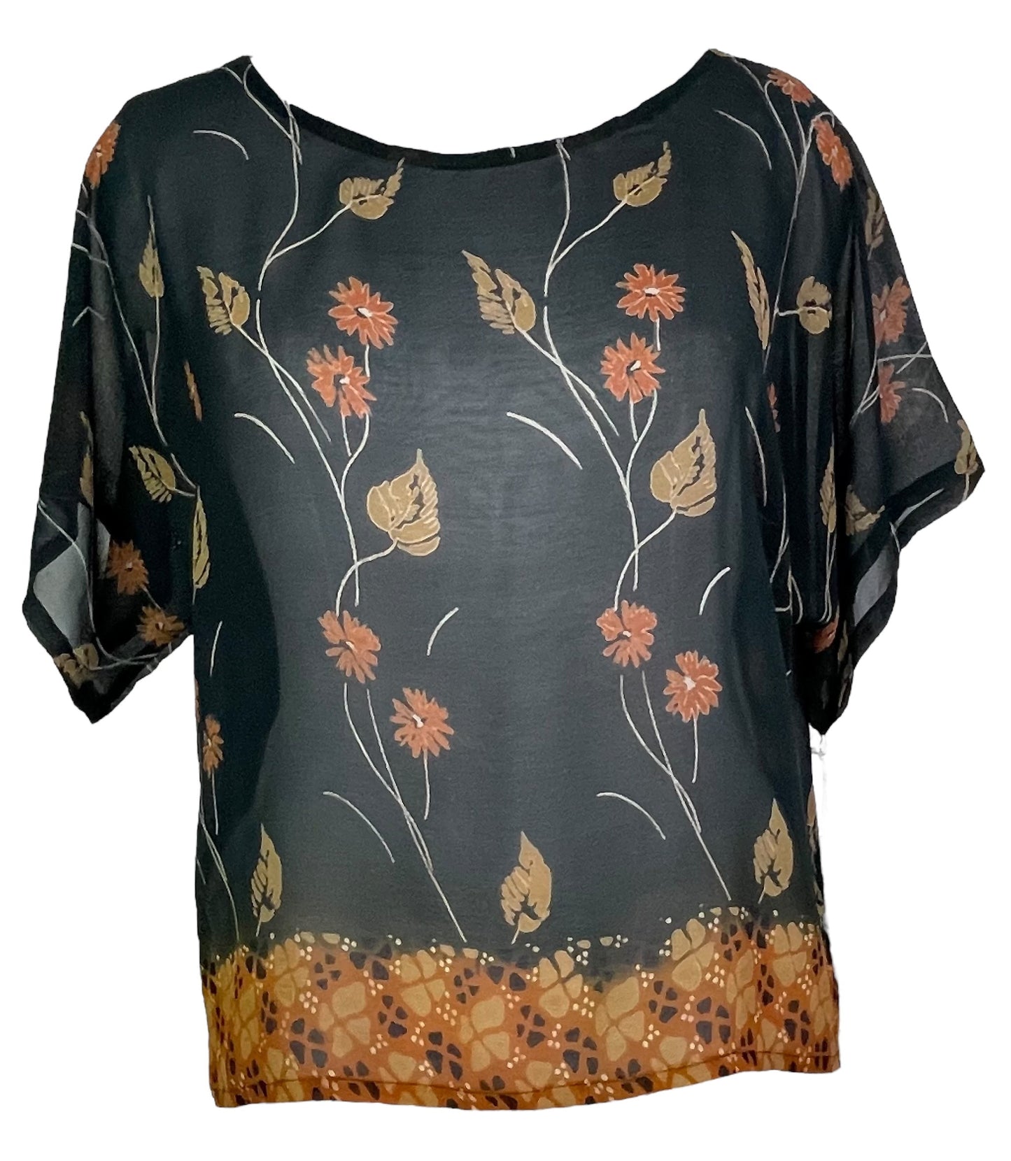 PRG5712 Sheer Avatar Pure Silk Boxy Top - Velora