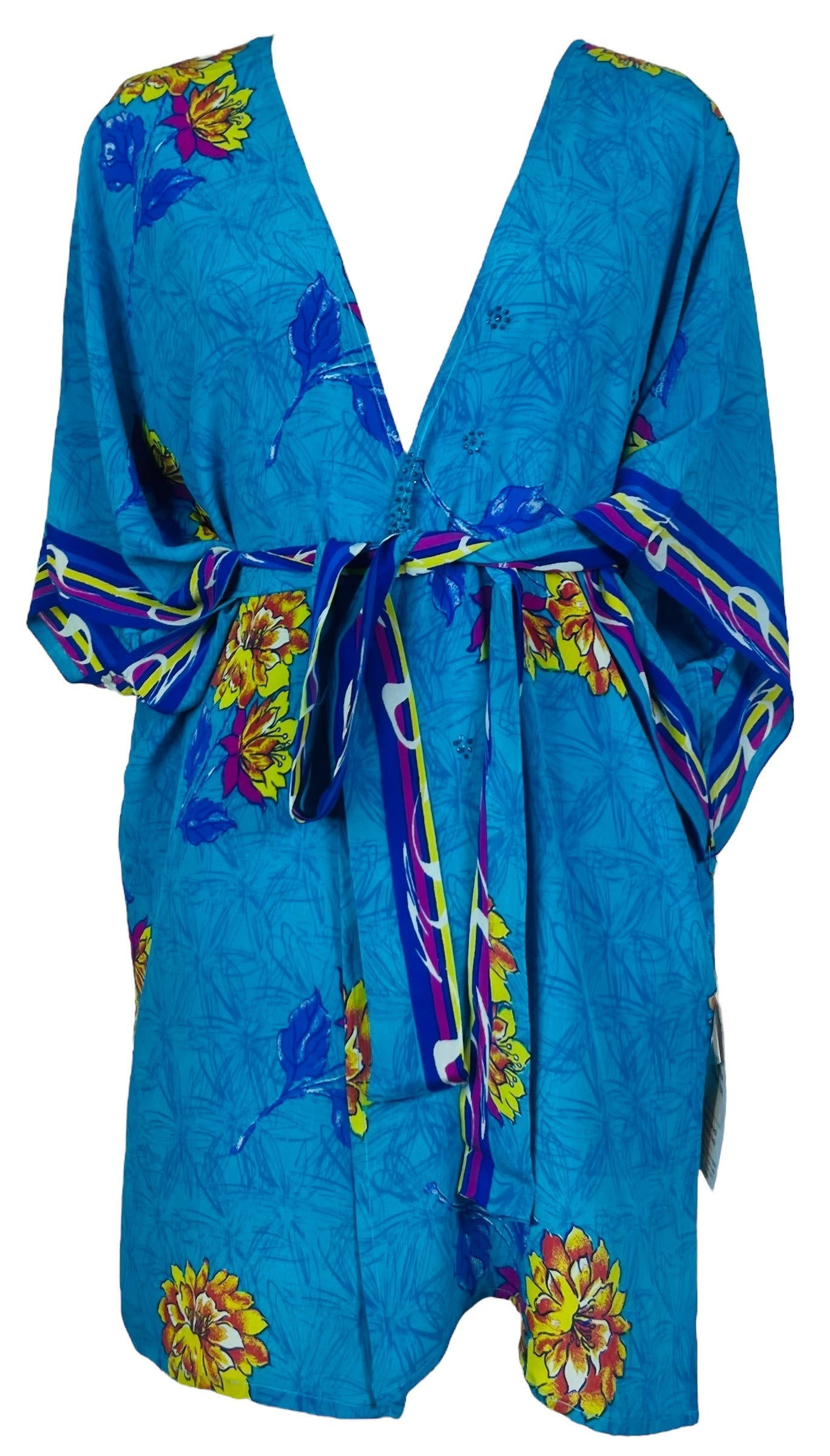 PRC7512 Avatar Pure Silk Kimono-Sleeved Jacket with Belt - Velora