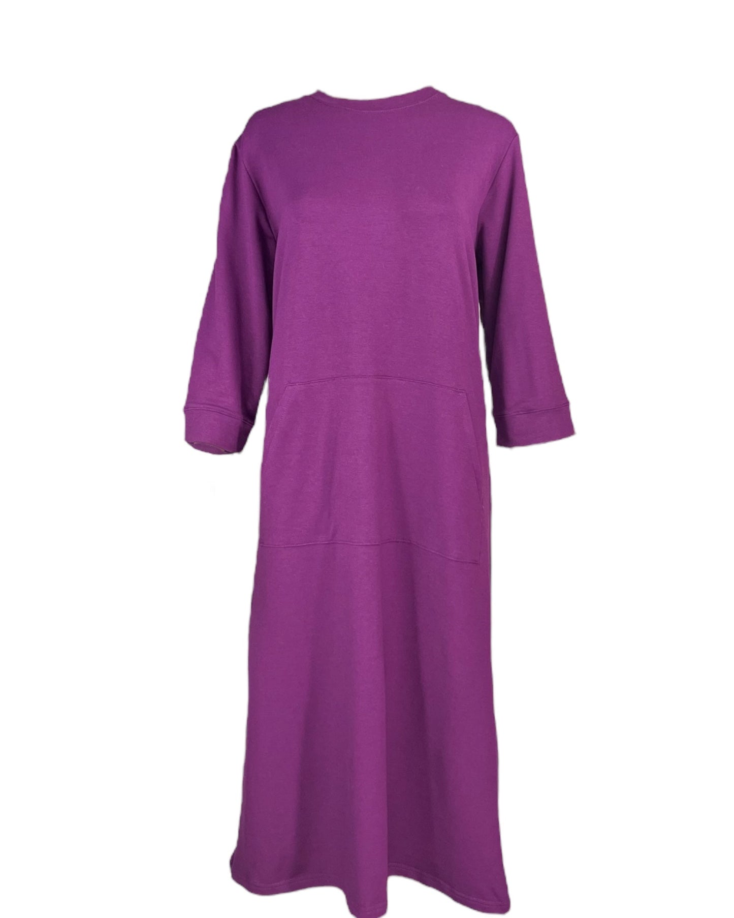 Adaptive Women’s Cotton Terry Dress – Back Opening, Crew-Neck, Magenta (S–3XL) Adaptive Comfort Clothing