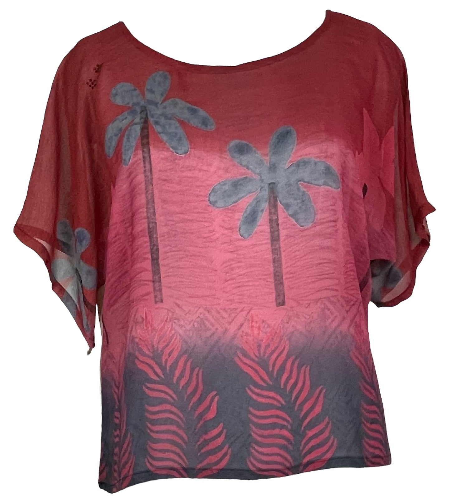 PRG4896 Sheer Avatar Pure Silk Boxy Top - Velora