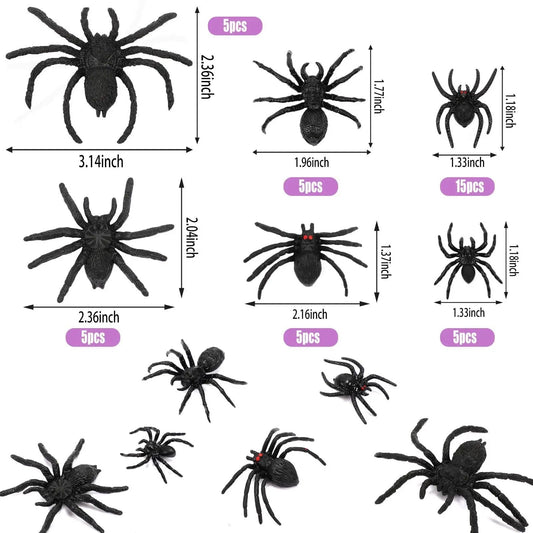 Plastic Spiders, 40 PCS Black Realistic Plastic Fake Scary Spiders Halloween Prank Props Halloween Spider Large And Small Fake Spider-Cannot Be Listed On Amazon Platform - Velora