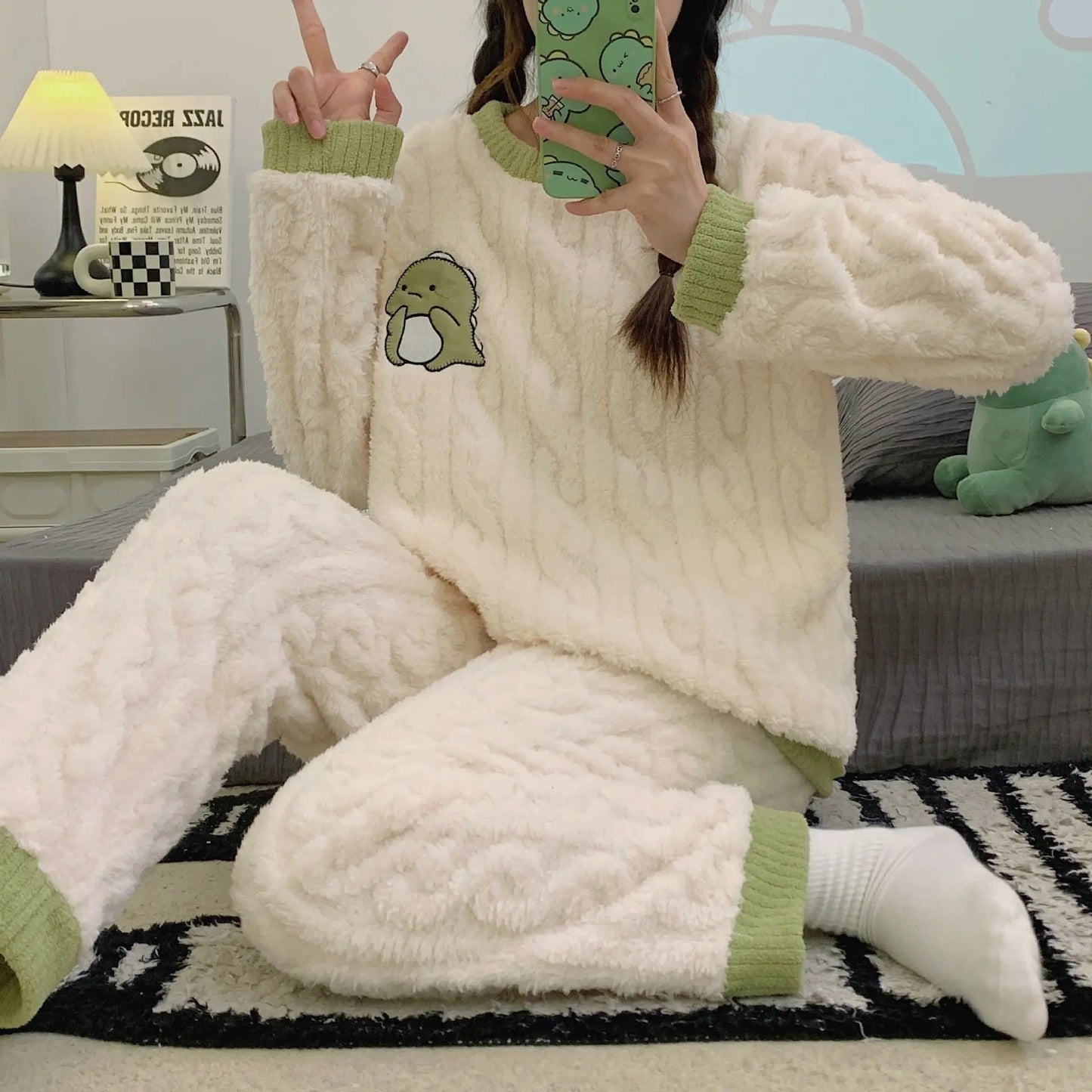 Plush Pajamas For Women Autumn And Winter Fleece-lined - Velora