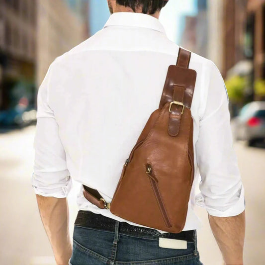 Premium Handcrafted Leather Sling Bag | Backpack | Crossbody Messenger Bag - Velora Luxury Fashion