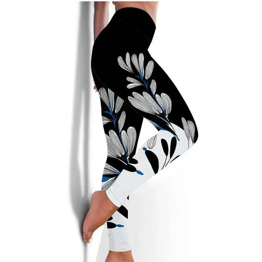 Printed Floral Butterfly Leggings High Waist Slim Yoga Pants Leggings - Velora