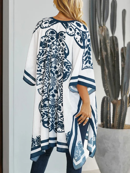 Printed Open Front Cover-Up - Velora Luxury Fashion