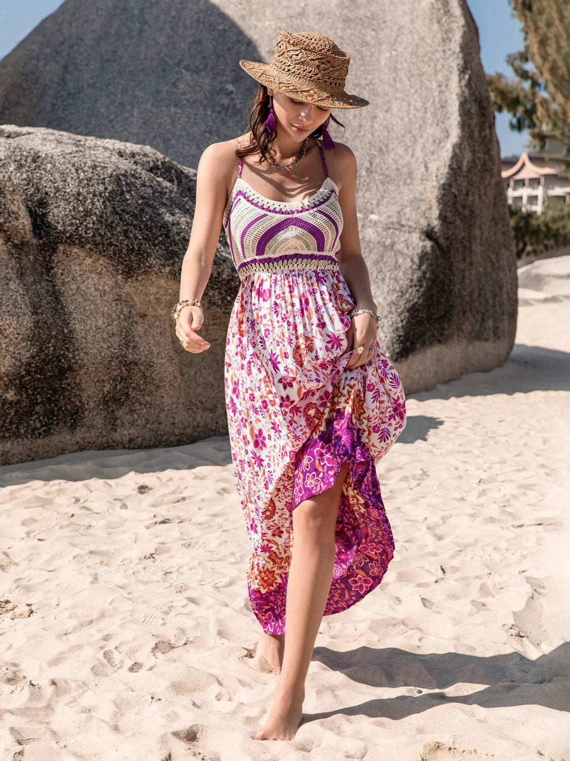 Printed Scoop Neck Cami Dress - Velora