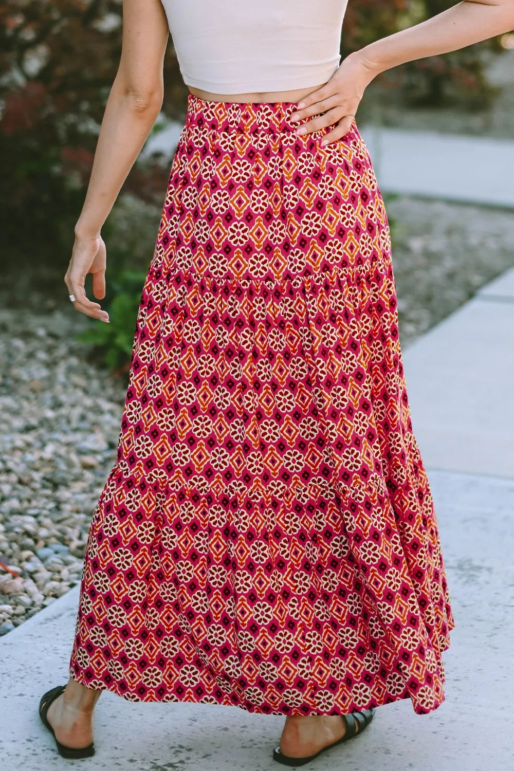 Printed Tiered Maxi Skirt - Velora Luxury Fashion