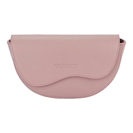 RB1027AZ | Borsa Donna a Bandoliera stondata in Vera Pelle Made in Italy. Tracolla removibile e regolabile in pelle. Accessori Nickel Lucido - Colore Rosa Antico - Dimensioni: cm 25 x 15 x 9 - Velora Luxury Fashion