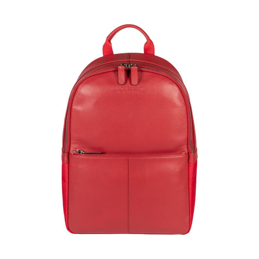 RB2001V | Zaino Porta Netbook/Tablet in Nylon/Vera Pelle, con leggera grana. Chiusura con lampo e spallacci regolabili - Colore Rosso - Dimensioni: cm 27 x 38 x 14. Confezione: Sacchetto Tessuto non Tessuto - Velora Luxury Fashion
