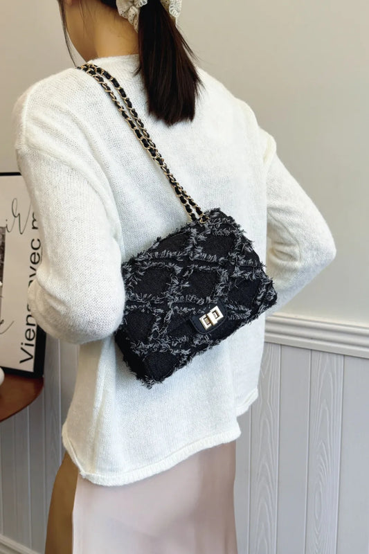 Raw Hem Denim Crossbody Bag - Velora Luxury Fashion