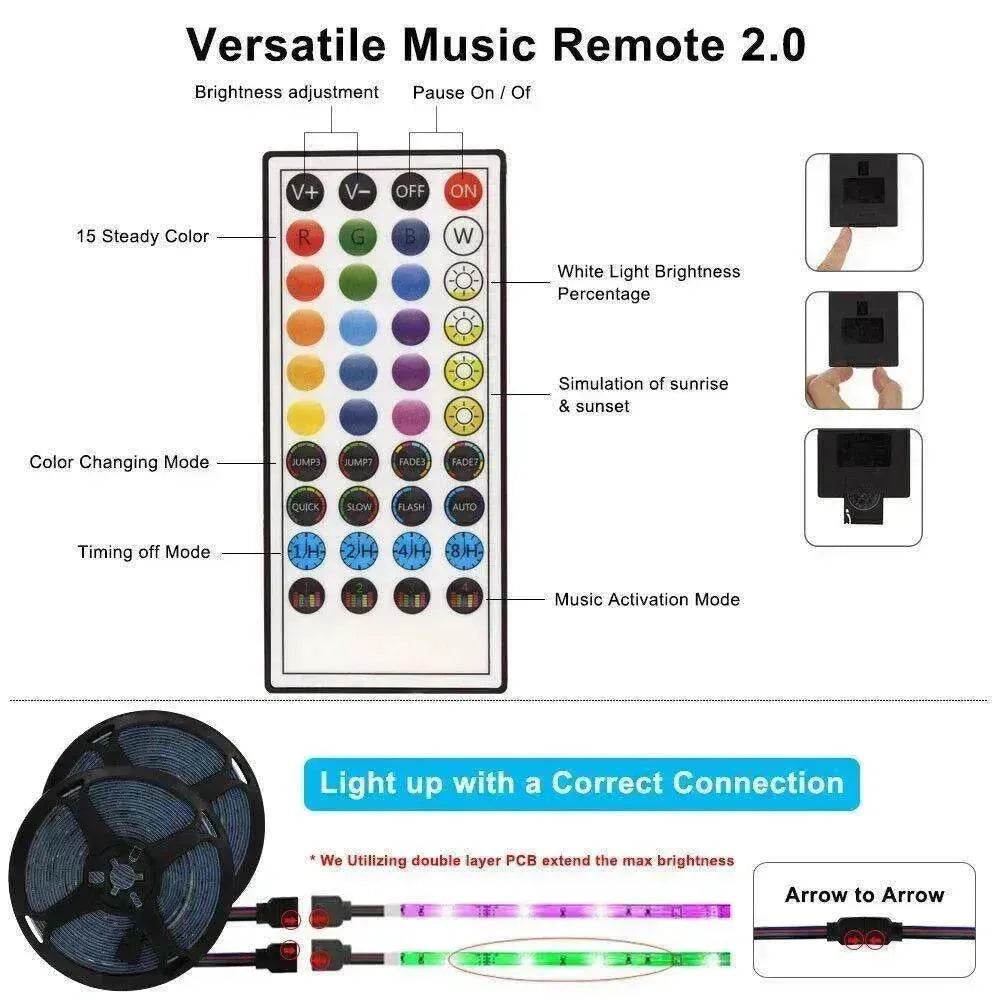 Remote Color Changing Led Strip Lights 5050 RGB Bluetooth Room Light - Velora