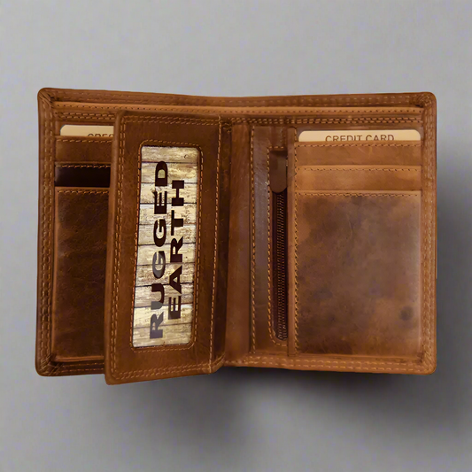 Rugged Earth Men's Trifold Leather Wallet with Zip Coin Pocket - Velora Luxury Fashion
