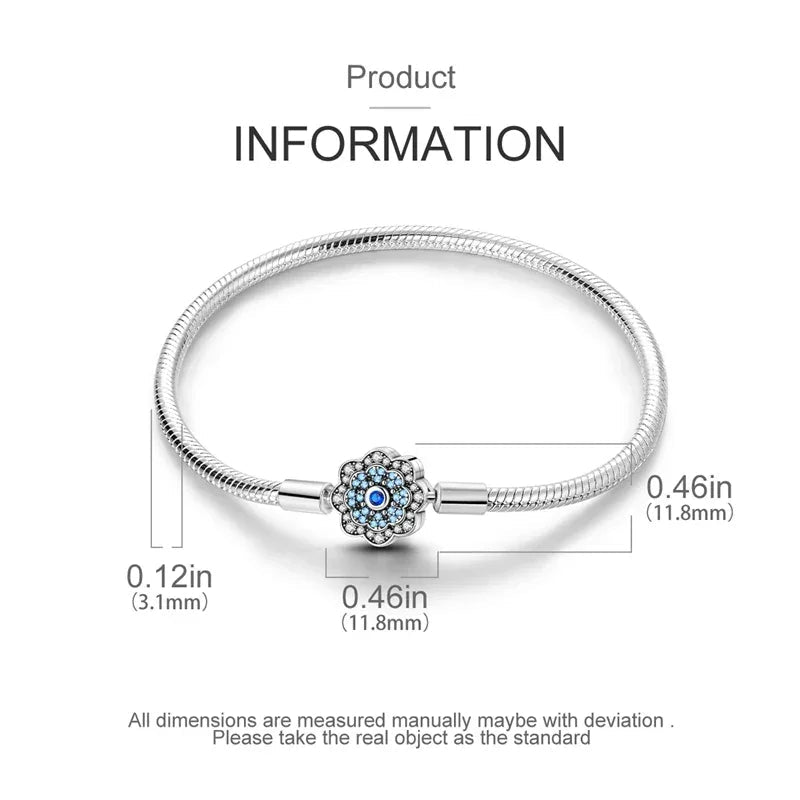 Radiant Blue Flower Clasp Sterling Silver Bracelet Itz Luxury