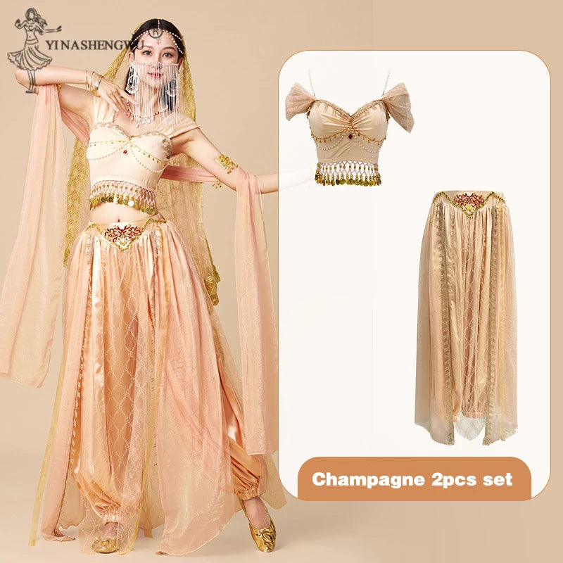 Western Regions Princess Set Dunhuang Dance Belly Dance Bollywood Costume Cosplay Exotic Scenery Indian Dance Performance Set - Velora