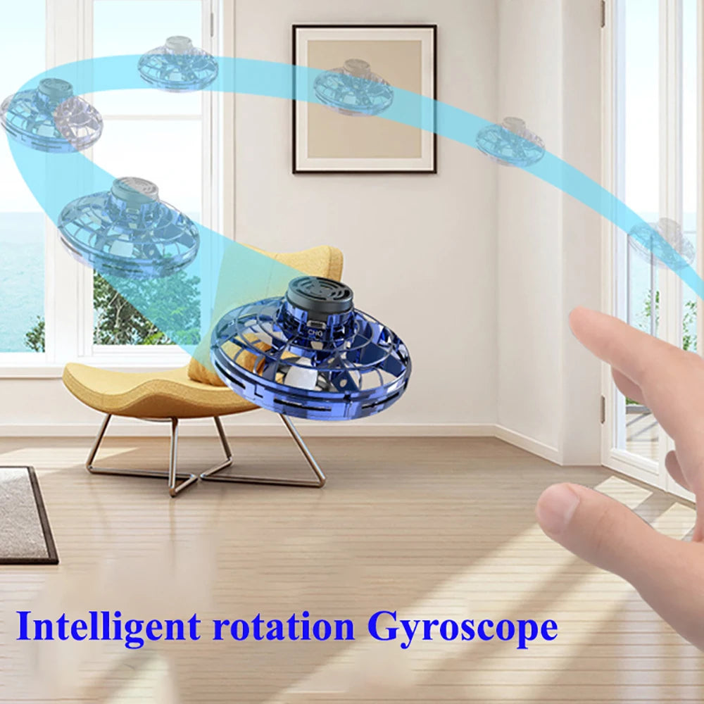 1pc Teenager Flying Spinner UFO Boomerang Mini Drone Magic Levitation Light-emitting Gyroscope Induction Decompression Toys Velora