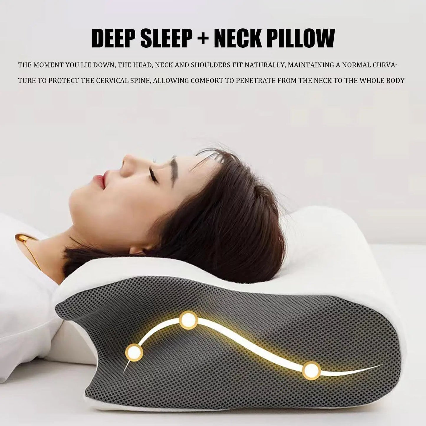 Releep Cervical Neck Pillow Neck Pain Relief Adjustable Contour Pillow for Sleeping Ergonomic Memory Foam Pillow Side Sleeper Velora