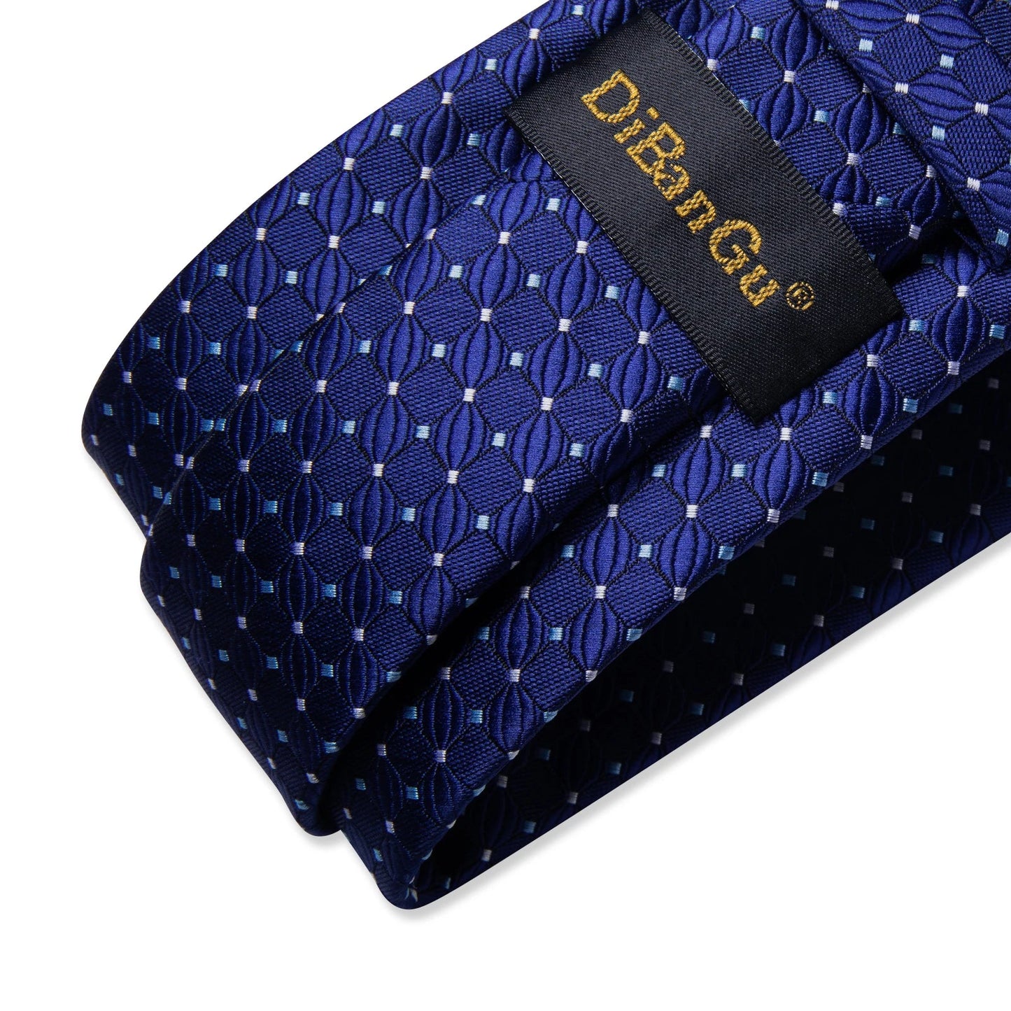 Blue Royal Dot Pliad Mens Tie set with Silver Clip and Ring Business Wedding Party Accessories 8cm Necktie Handkerchief Cufflink Velora