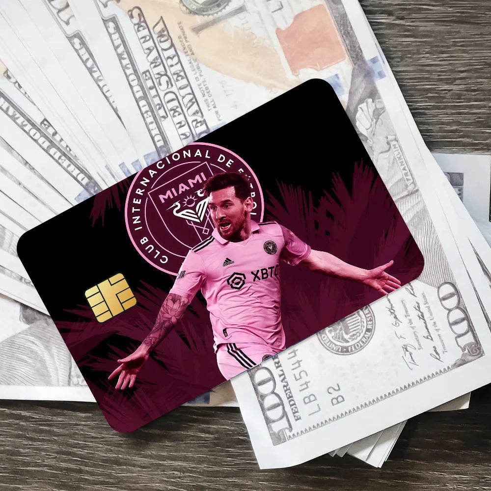 Superstar m-messi 10 K Poster Film Skin Cover Credit Card Stickers 4PCS Debit Front Decoration Bank Bus Pass Waterproof - Velora