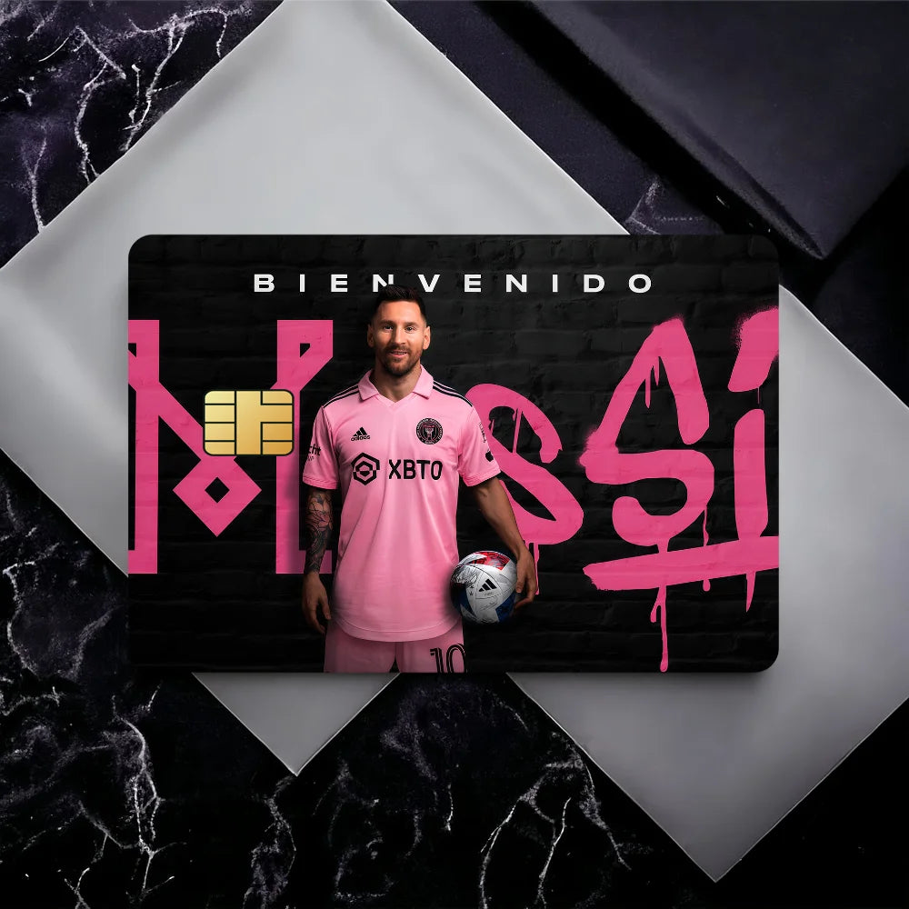 Superstar m-messi 10 K Poster Film Skin Cover Credit Card Stickers 4PCS Debit Front Decoration Bank Bus Pass Waterproof - Velora