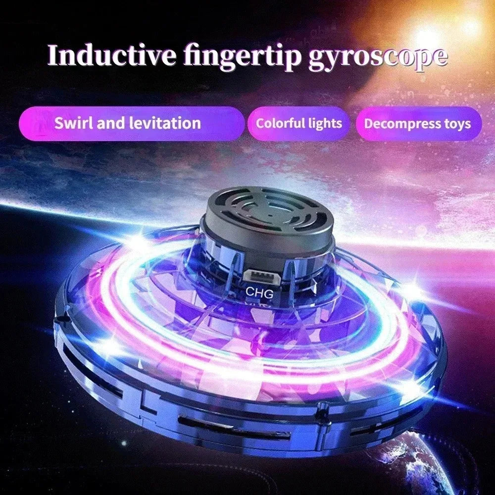Flying Helicopter Spinner Fingertip Upgrade Flight Gyro Flyorb Hover Ball Mini Drone Aircraft Toy LED UFO Type Toy Kid Gift Velora