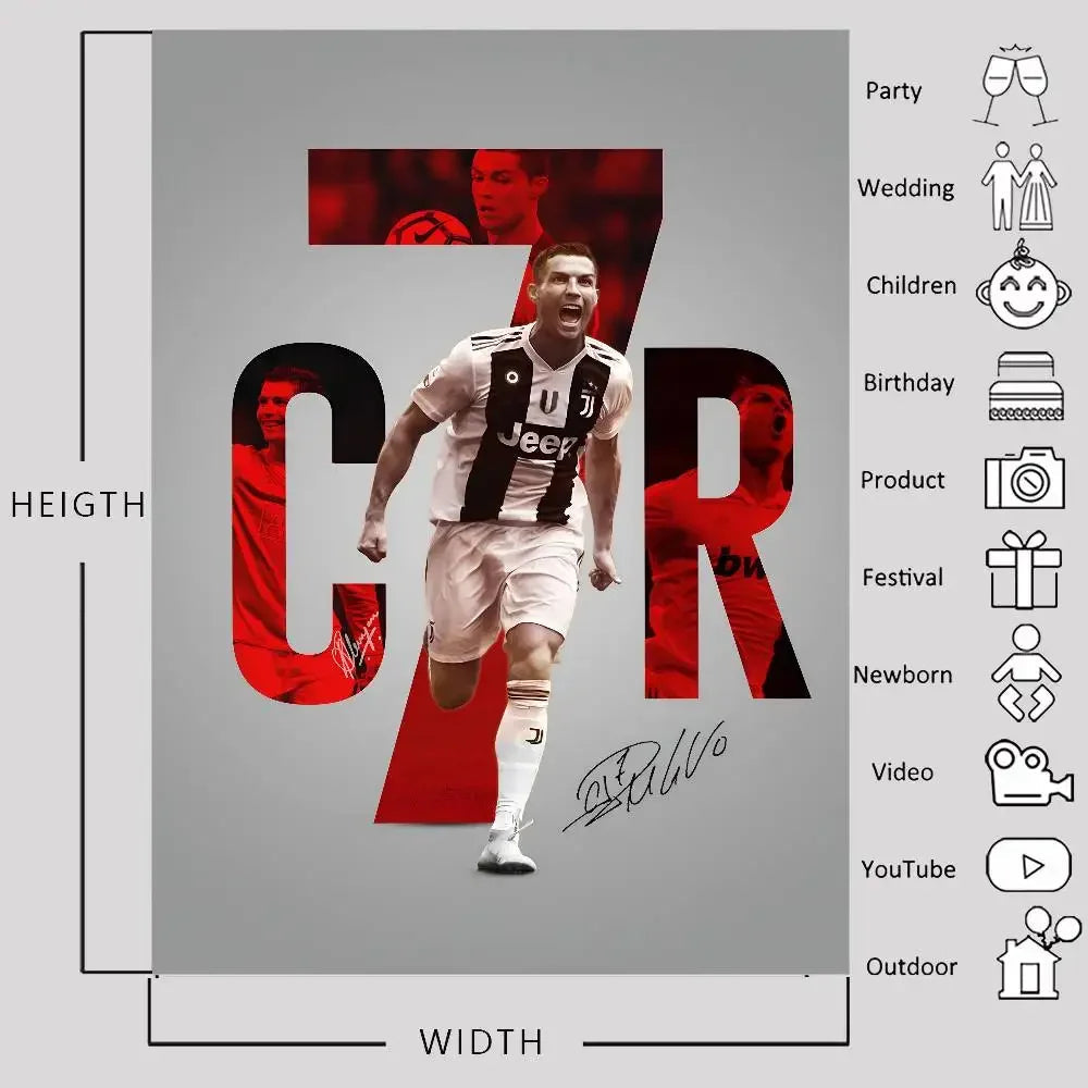 C-Cristiano R-Ronaldo Decoration Background Photography Party Bedroom Living Room Decoration Shooting Cloth Tapestry Flag Velora