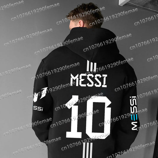 Messi Print Pattern Men's Sports Hoodie For Daily Outdoor leisure, Comfortable, Fashionable And Versatile Men's Pullover - Velora