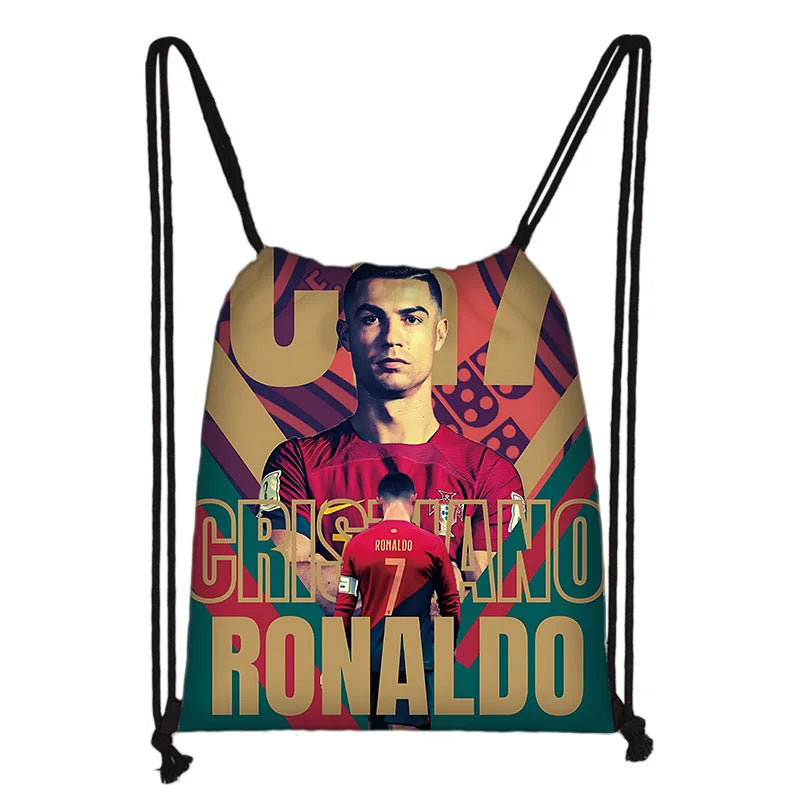 Child Printed Drawstring for Football Star R-RonaldoS CR7 Shopping Bag Men Women Football Sports Gym Storage Yoga Backpack Velora