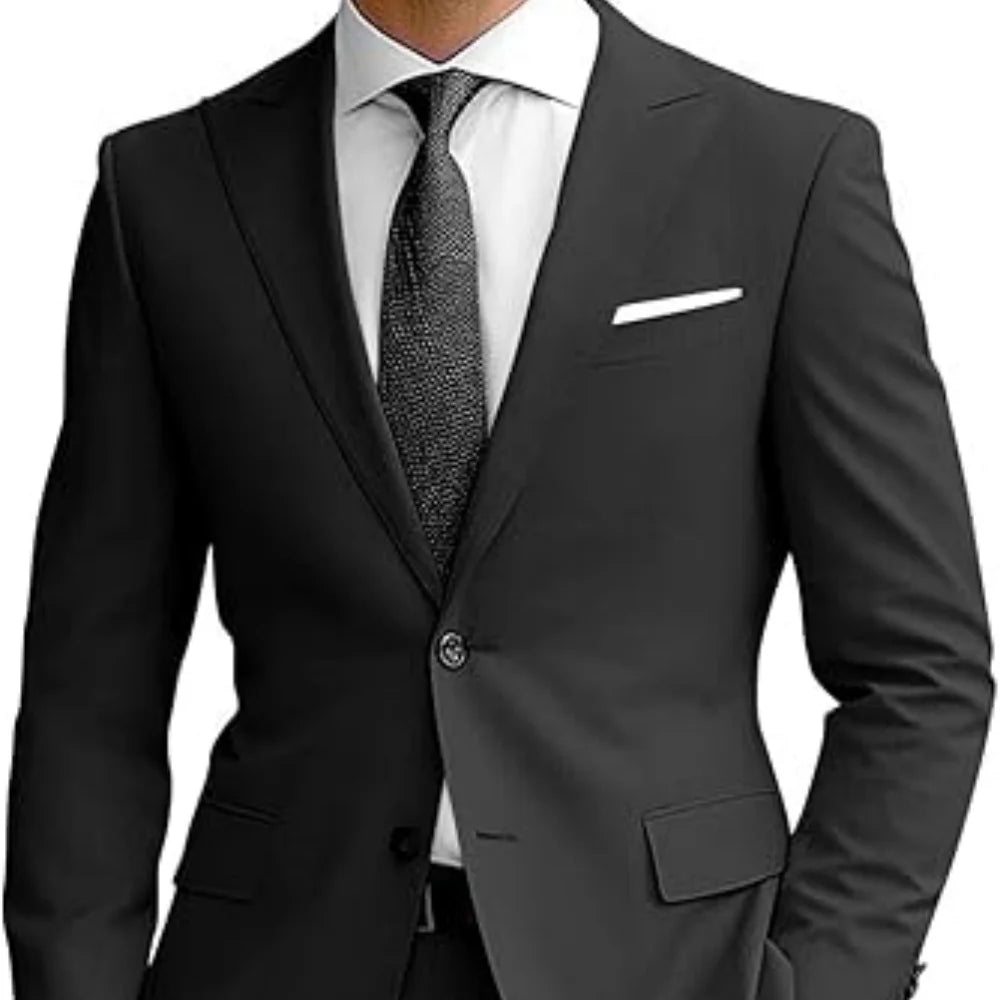 Men's suit - 3-piece tailored men's tuxedo suitable for parties weddings balls and business 2-piece solid-color suit jacket Velora