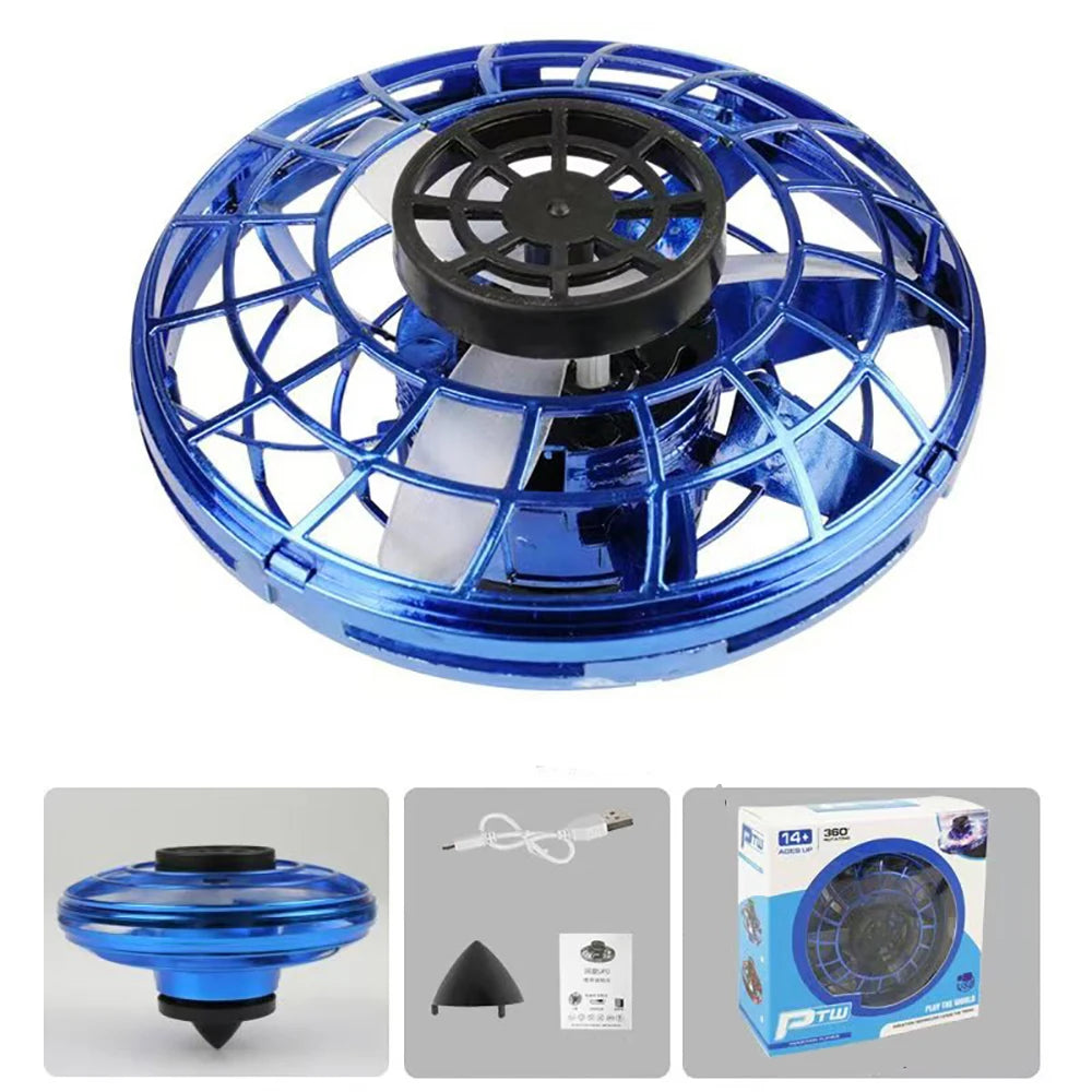 1pc Teenager Flying Spinner UFO Boomerang Mini Drone Magic Levitation Light-emitting Gyroscope Induction Decompression Toys Velora
