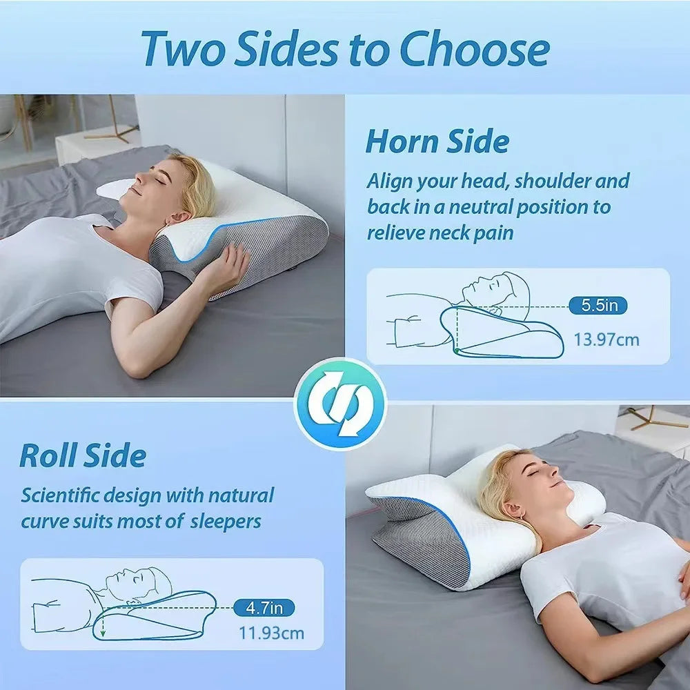 Butterfly Sleep Memory Neck Pillow Slow Rebound Comfortable Memory Foam Sleep Pillow Cervical Orthopedic Neck Massage Bed Pillow Velora
