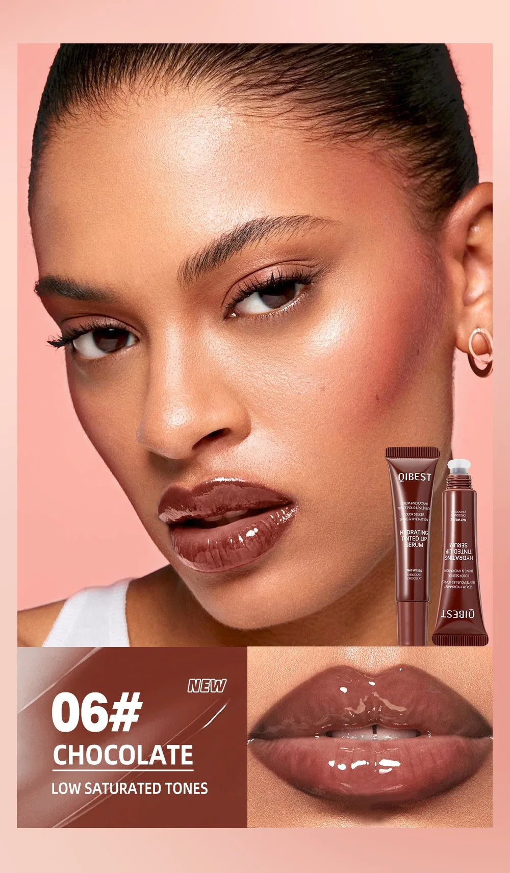 Crystal Dark Brown Mirror Water Lip Gloss Nude Lip Glaze Transparent Glass Oil Waterproof Liquid Lipstick Clear Tint Makeup Velora