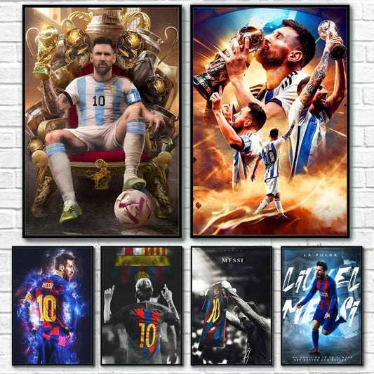1PC Football Star Popular Character M-Messi Poster Sticky Wall Art Printing Waterproof Home Living Bed Room Bar Aesthetic Decor - Velora
