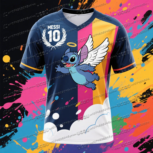 Messi No.10 Stitch Printed Football Sportswear T-Shirt Quick Drying Outdoor Parent-Child Activity Tee Adult&Kid'S Fitness Top - Velora