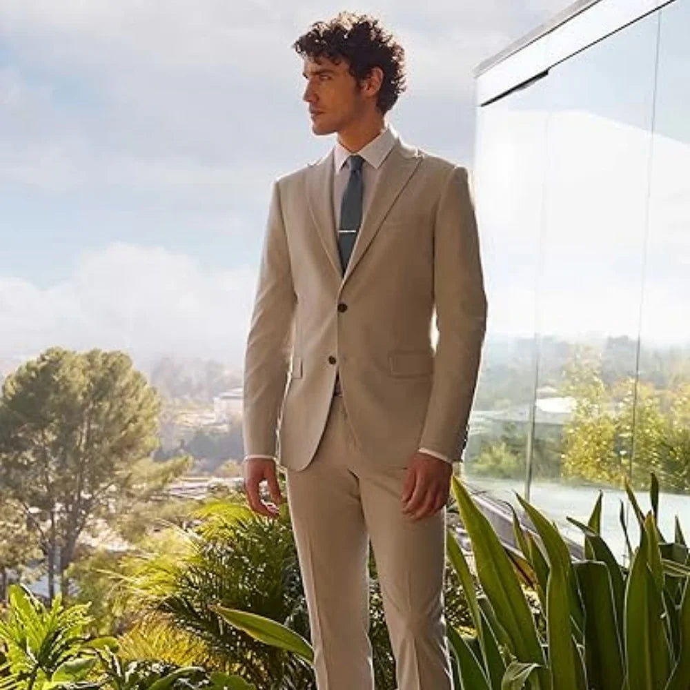 Men's suit - 3-piece tailored men's tuxedo suitable for parties weddings balls and business 2-piece solid-color suit jacket Velora