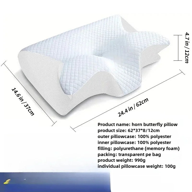 Butterfly Sleep Memory Neck Pillow Slow Rebound Comfortable Memory Foam Sleep Pillow Cervical Orthopedic Neck Massage Bed Pillow Velora